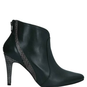 COPY - Genuine Leather Dark Green Ankle Heeled Boots
